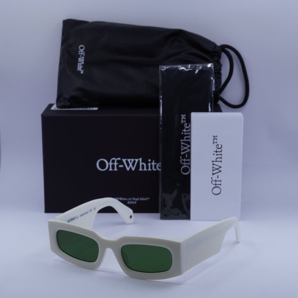 Off-White OERI141 CARY 0155 Rectangle Sunglasses – White/Green - Picture 5 of 10